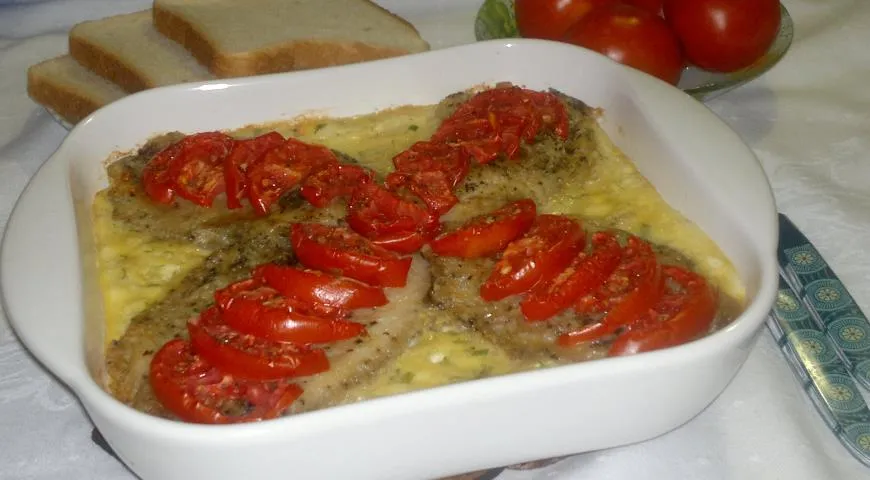 Рыба с овощами и сыром