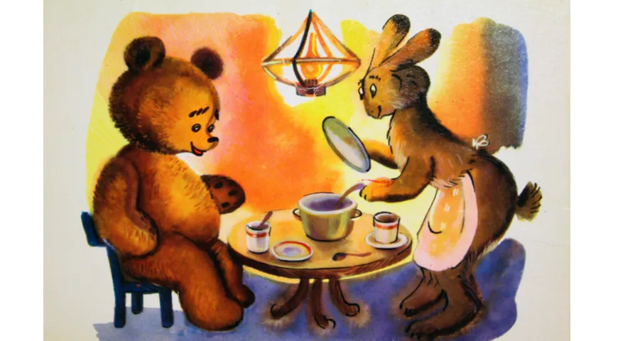 Советская книжная иллюстрация к приключениям Винни-Пуха, 1976 г. Винни-Пух в гостях Кролика