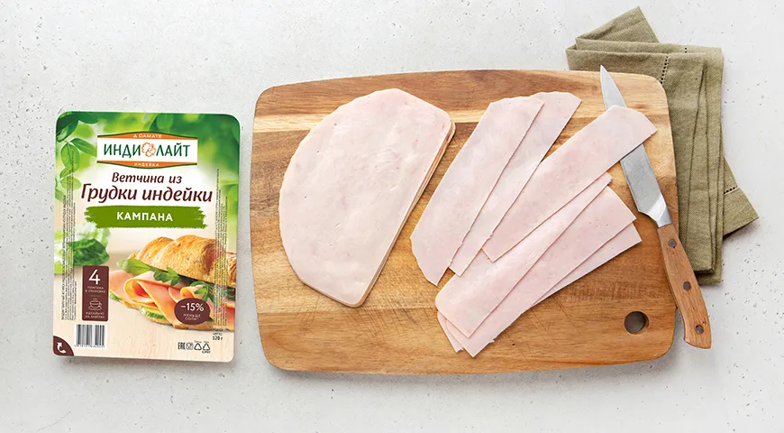 Роллы из огурца с ветчиной