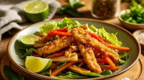Стир‑фрай с курицей, молодой капустой и кабачком