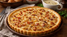 Пирог с луком в соусе бешамель