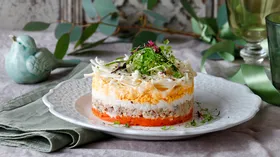 Салат мимоза с плавленым сыром
