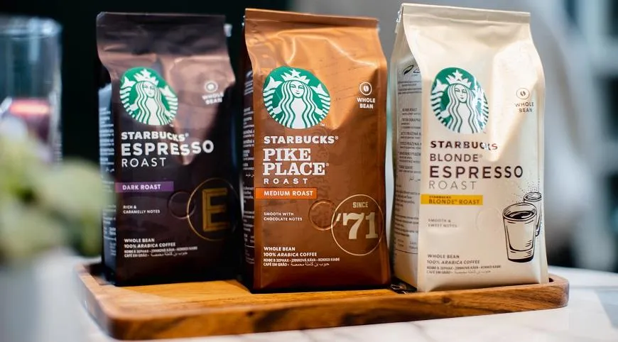 Три вида фирменной обжарки кофе Starbucks для дома: Blonde, Medium и Dark