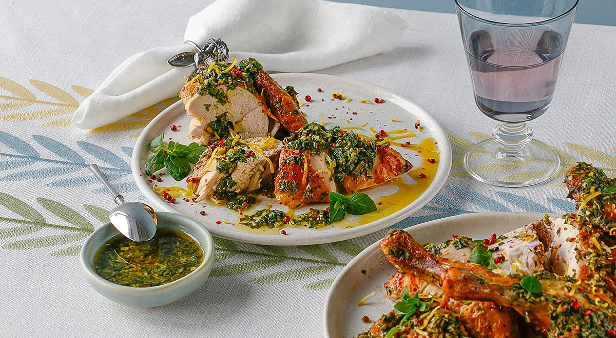 Рецепт запеченной курицы с лимонным соусом