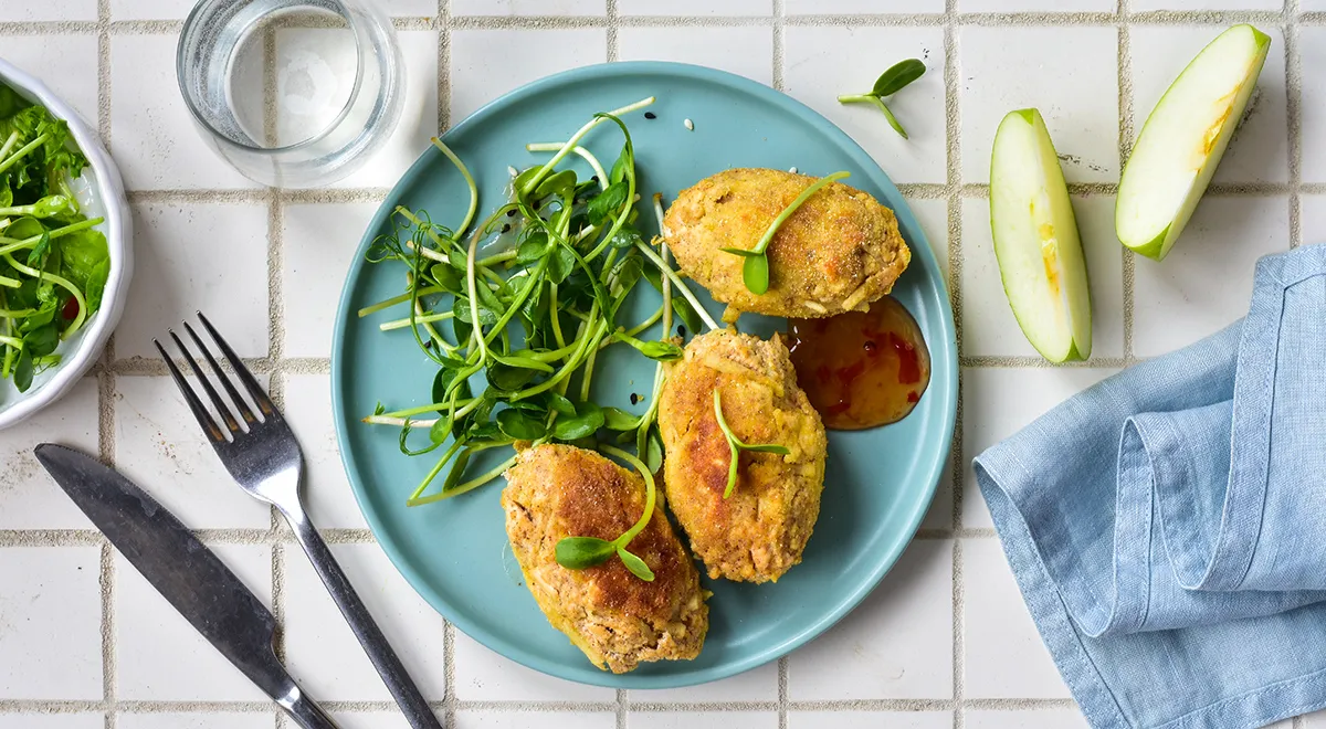 Рецепт котлет из тофу с яблоками в панировке из кукурузной муки