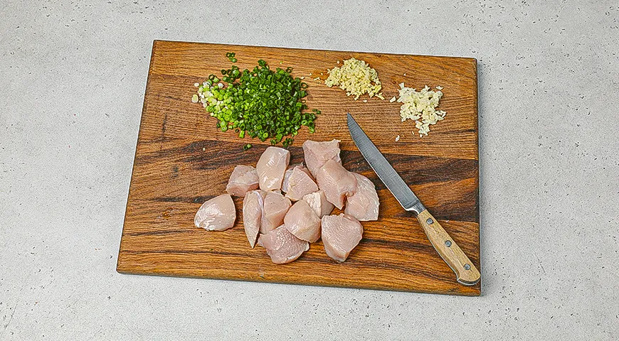 Жареный рис с курицей в аэрогриле