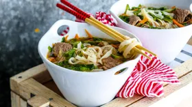 Рецепты с овощами, маслом кунжутным и лапшой рисовой