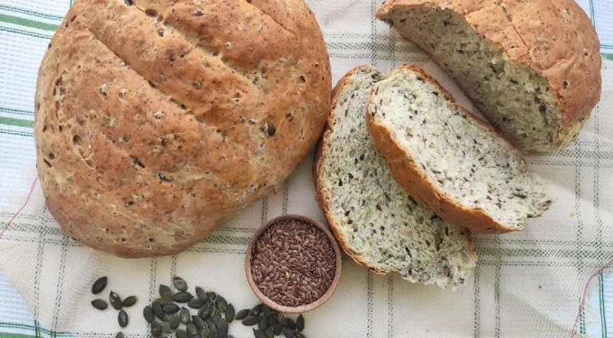 Домашний хлеб с семенами льна и тыквы по рецепту мамы