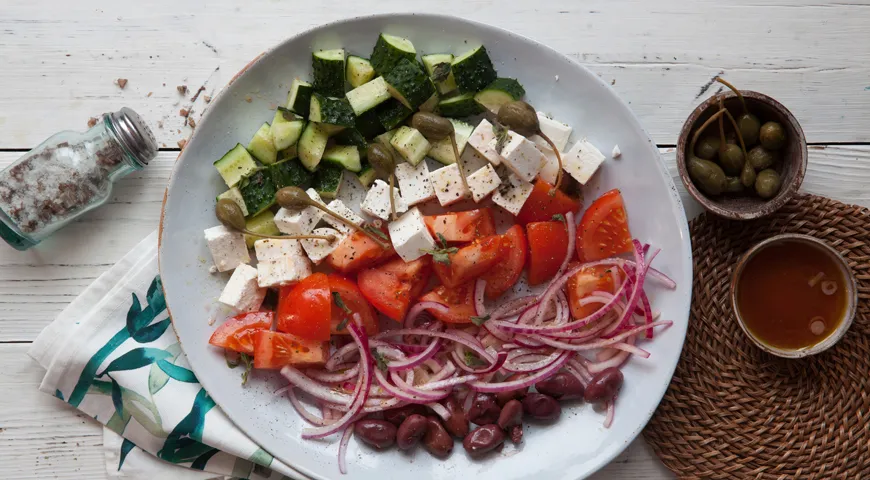 Настоящий греческий салат, пошаговый рецепт с фото