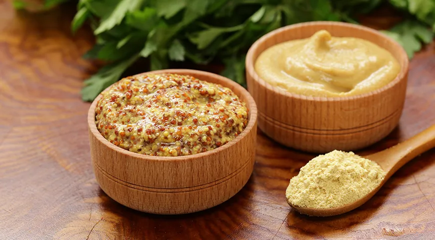 Для постного майонеза подойдет любая горчица, ориентируйтесь на свой вкус: сладкая американская, острая русская, мягкая дижонская и т.д. 