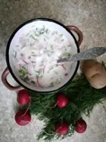 Окрошка на кефире с зеленью