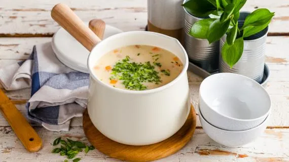 Суп чаудер  с тилапией и мидиями