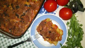 Тьелла - запеканка из картофеля, кабачков и помидоров 