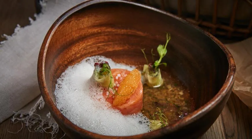 Филе лосося с пеной из лемонграсса, рецепт