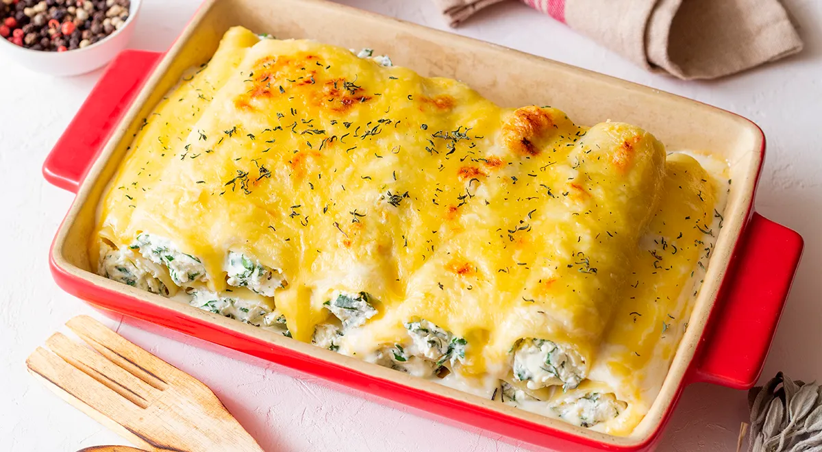 Каннеллони со шпинатом и сыром