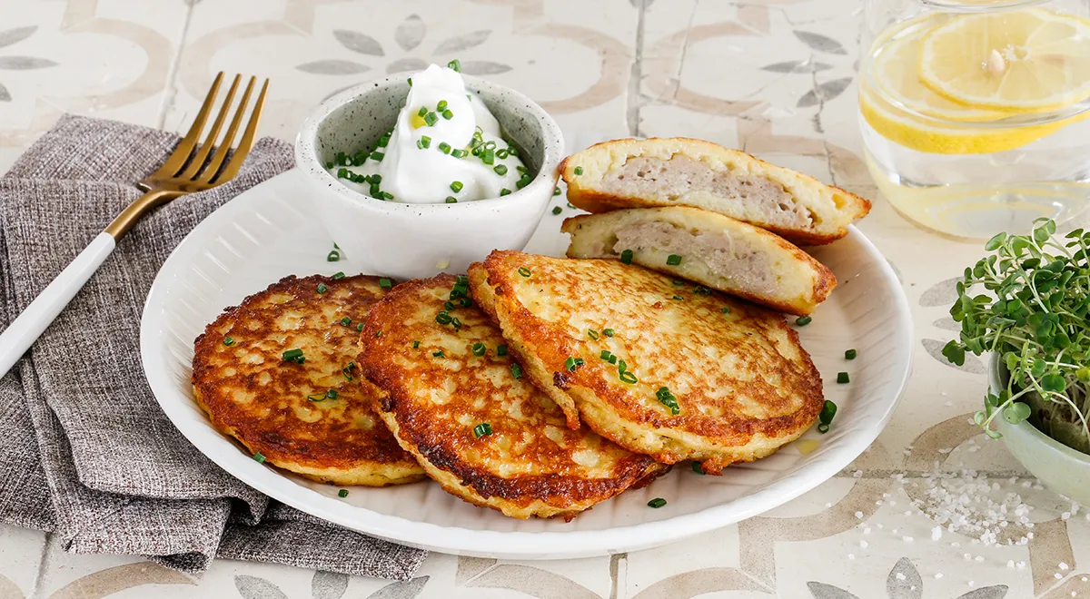 Картофельные драники с куриным фаршем