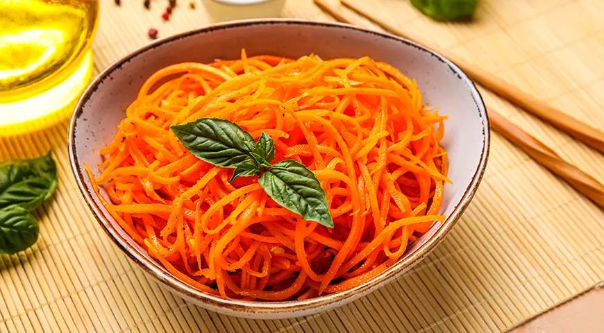 Рекомендуемая суточная норма потребления острой морковки по-корейски для взрослых — 100–150 граммов