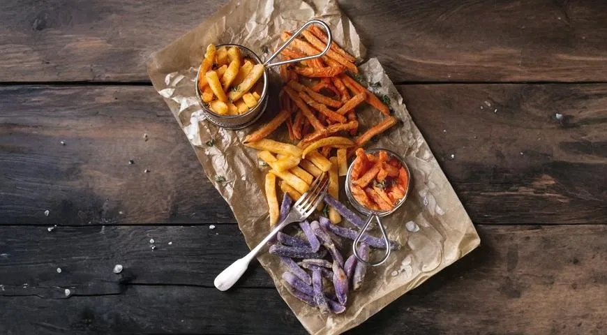 Фиолетовый картофель можно готовить во фритюре — точно так же, как обычную картошку или батат