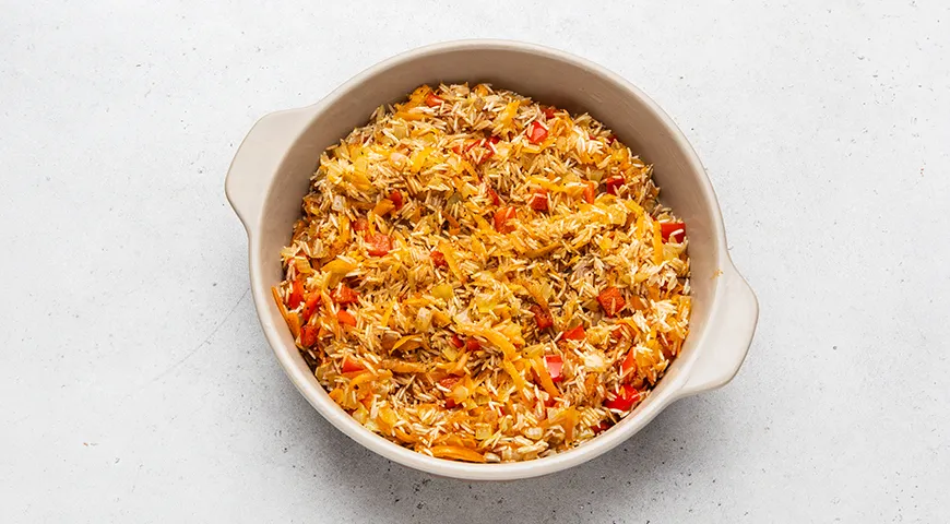 Рис с морковью и луком в духовке