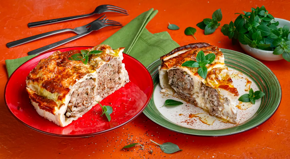Пирог из лаваша с фаршем 