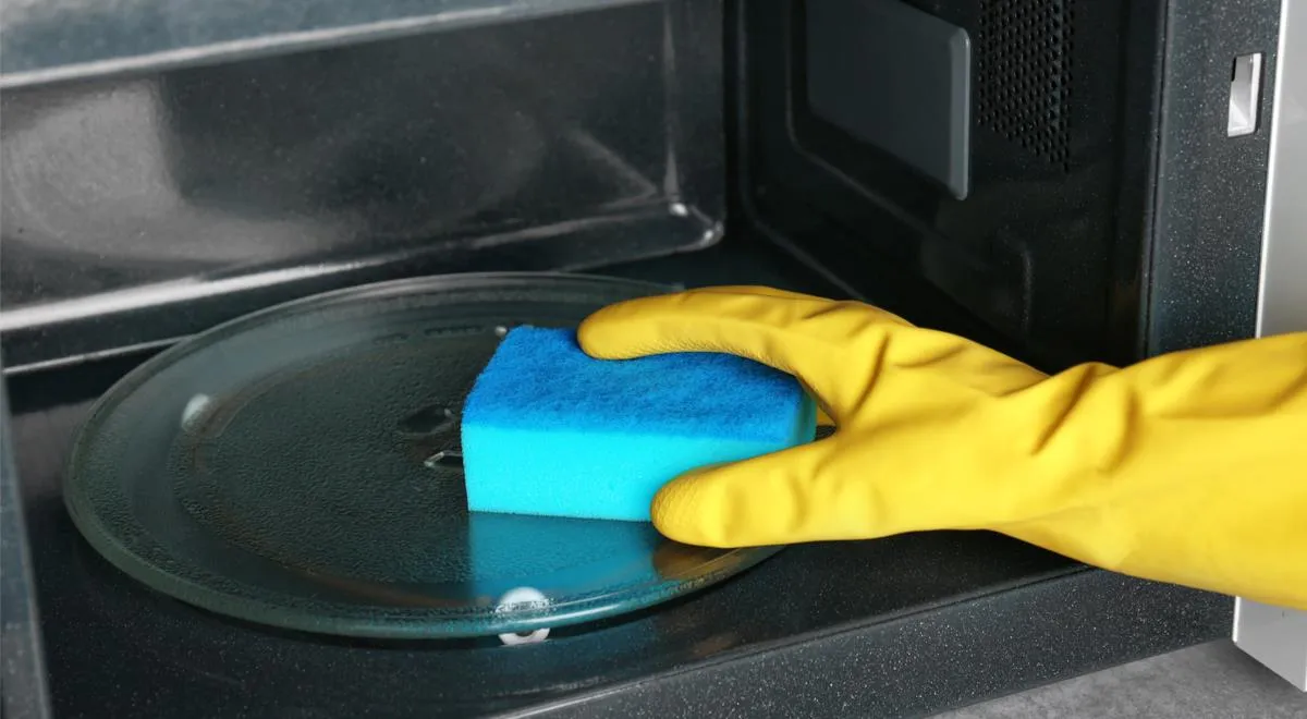 Чтобы быстро вымыть микроволновку, прогрейте в ней мокрую губку