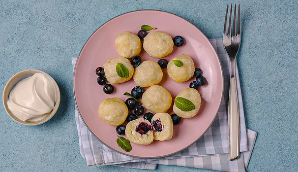 Ленивые вареники с голубикой