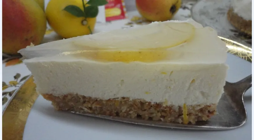 Творожный лимонно-грушевый торт