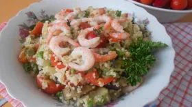 Рецепты с овощами, крупой и креветками