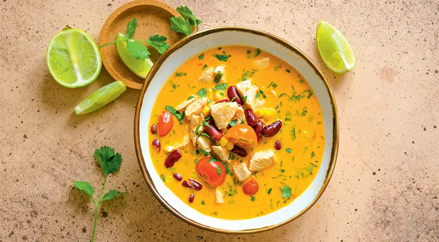 Суп с красной фасолью и куриным филе