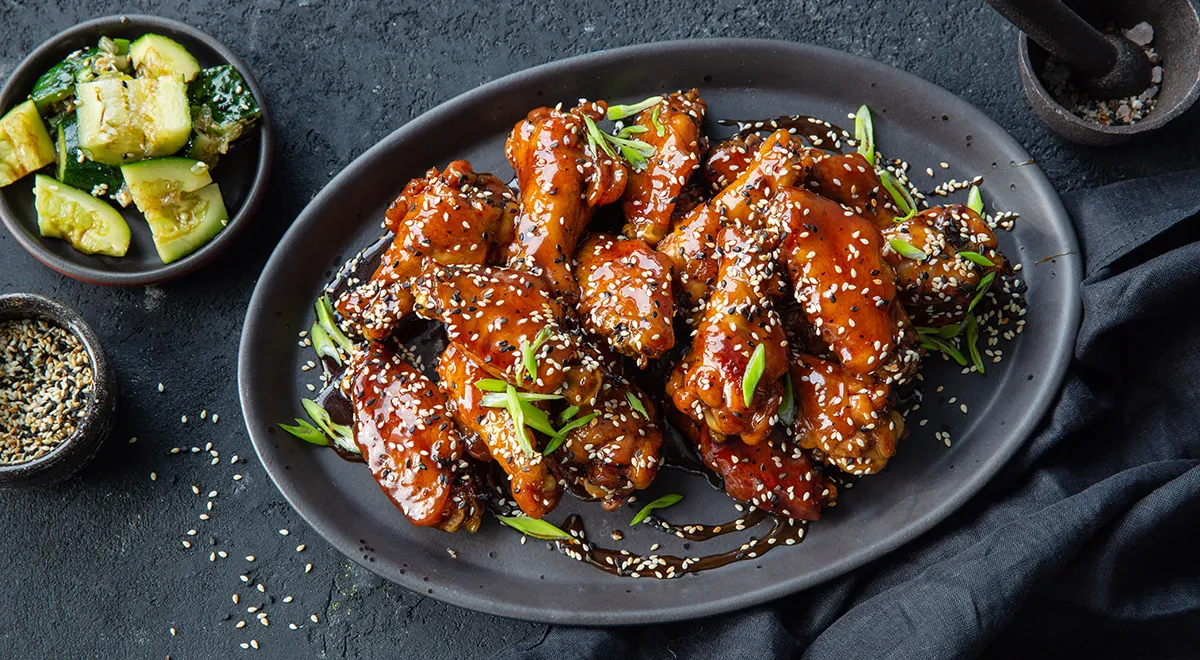 Куриные крылышки в соусе терияки на сковороде