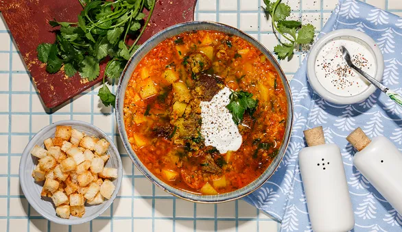 Суп с красной чечевицей и говядиной