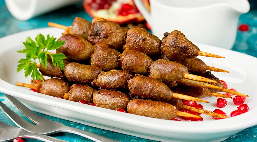 Шашлычки из куриных сердечек