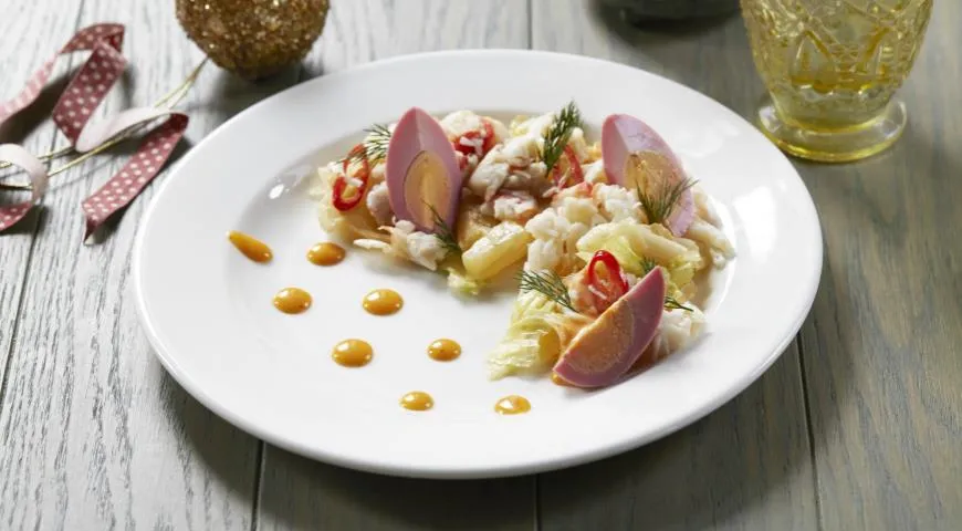 Салат из крабов с яйцом и фунчозой, пошаговый рецепт с фото