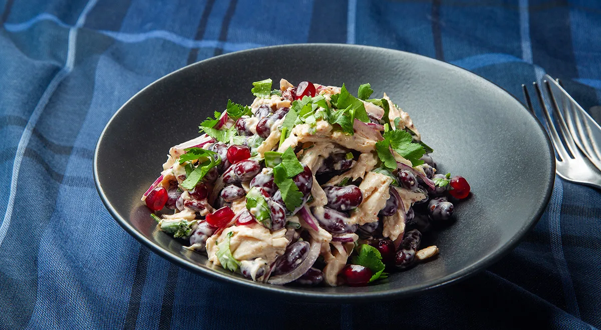 Грузинский салат с фасолью и курицей, пошаговый рецепт с фото от автора  Мария Егорова на 420 ккал