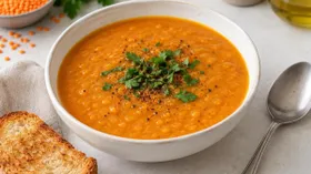 Крем-суп с чечевицей и кабачком