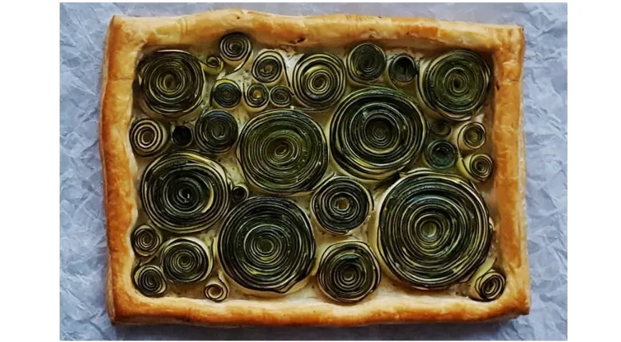 Пирог с цукини в стиле фокачча-арт от Эльжбеты Монкевич после выпекания, #focacciaart