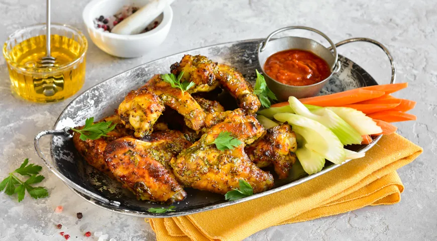 Рецепт крылышек с медом и зерновой горчицей