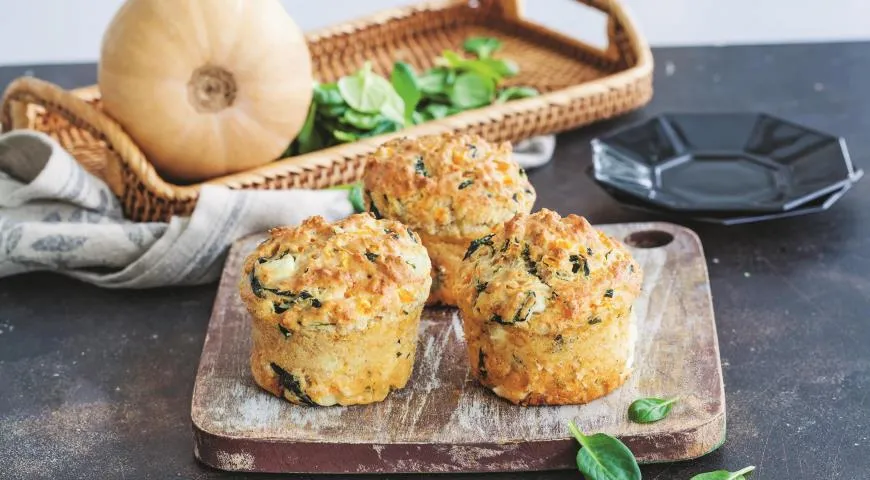 Маффины с тыквой и шпинатом