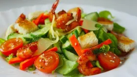 Овощной салат с креветками
