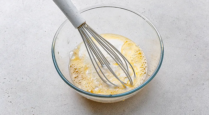 Ленивый пирог с ветчиной и грибами