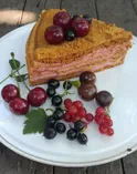 Медовый торт с кремом из вишни и чёрной смородины