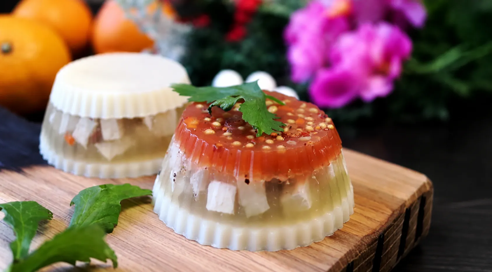 Полосатое заливное из курицы