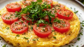 Солнечный завтрак - омлет с помидорами