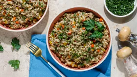 Перловка с фаршем и овощами