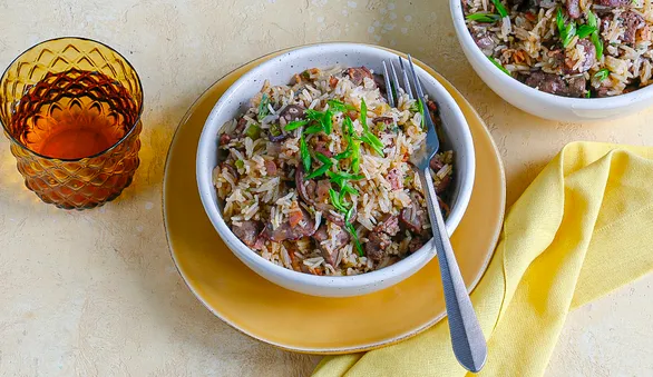 Рис с куриной печенью по-креольски