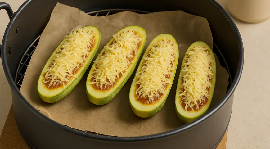 Фаршированные кабачки в аэрогриле