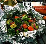 Овощи в фольге с базиликом и льдом