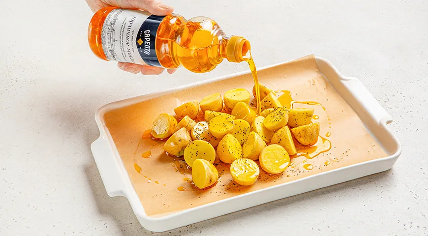 Запеченная рыба с картофелем и оливками