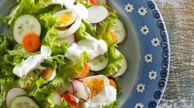 Салат из молодых овощей и яиц