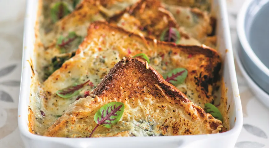 Французские тосты со шпинатом и сыром